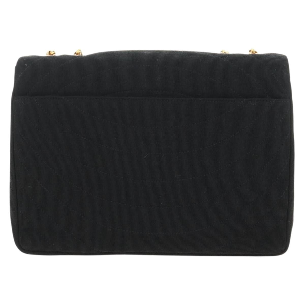 CHANEL Chain Shoulder Bag Cotton Black Gold CC Auth BA13415V