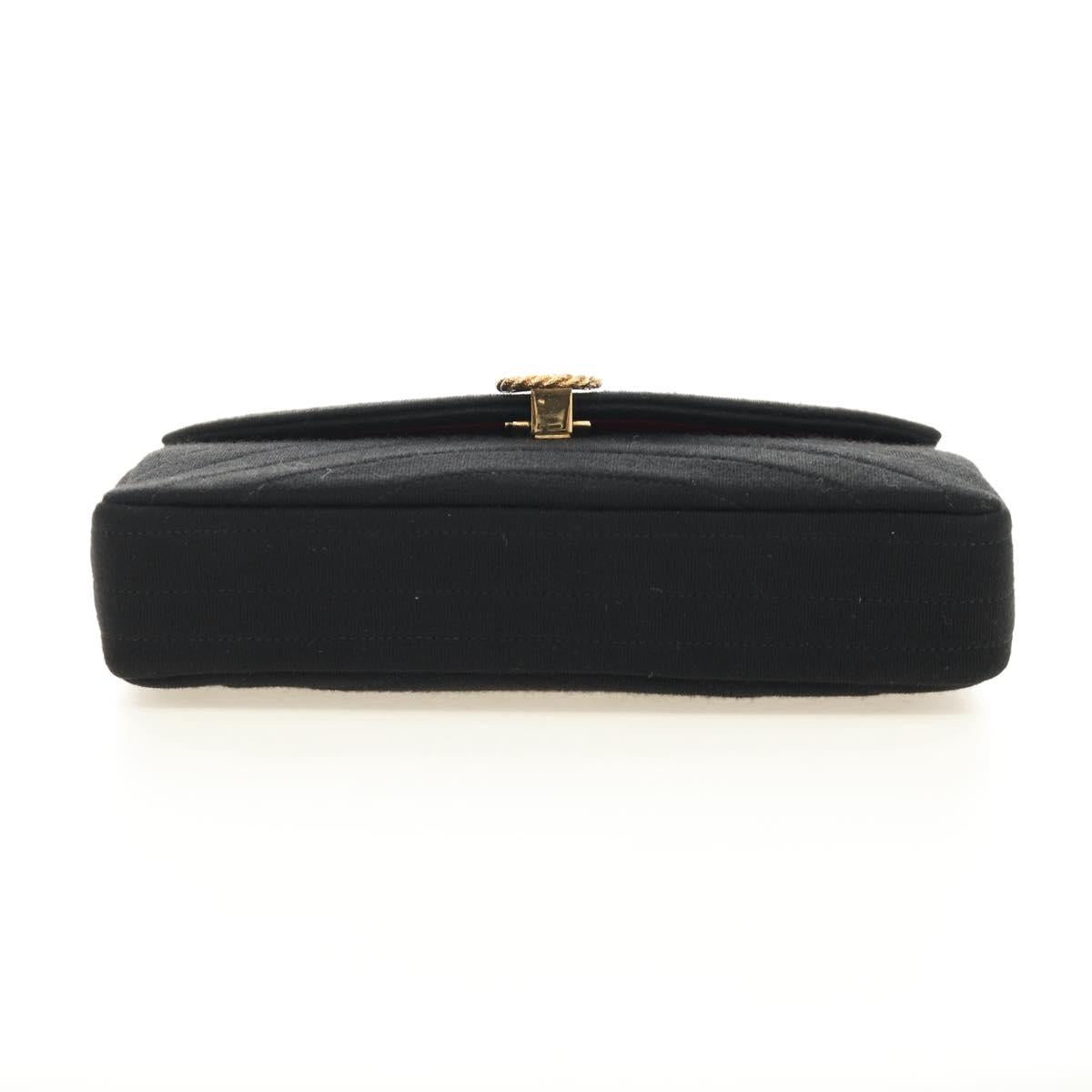 CHANEL Chain Shoulder Bag Cotton Black Gold CC Auth BA13415V