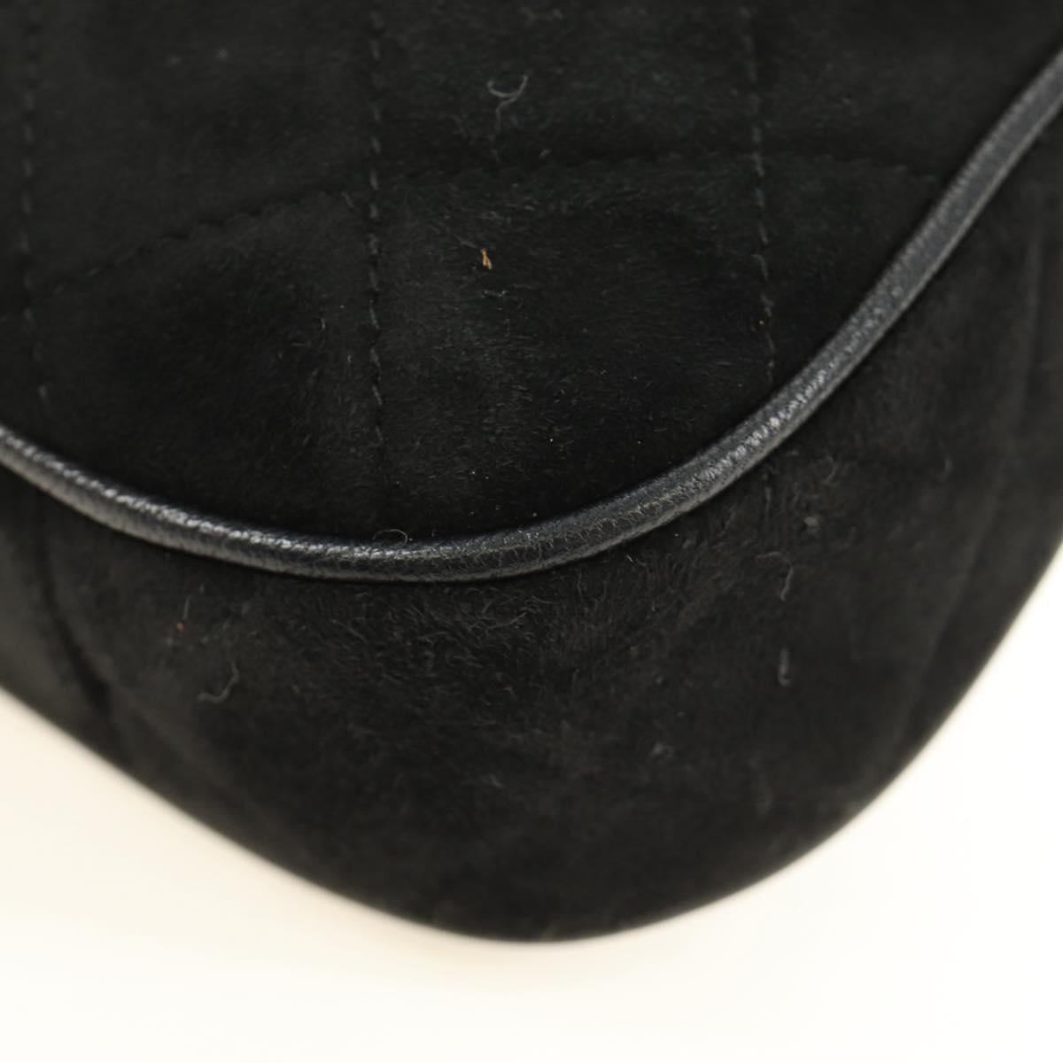 CHANEL Matelasse Chain Hand Bag Suede Black Gold CC Auth BA13417V