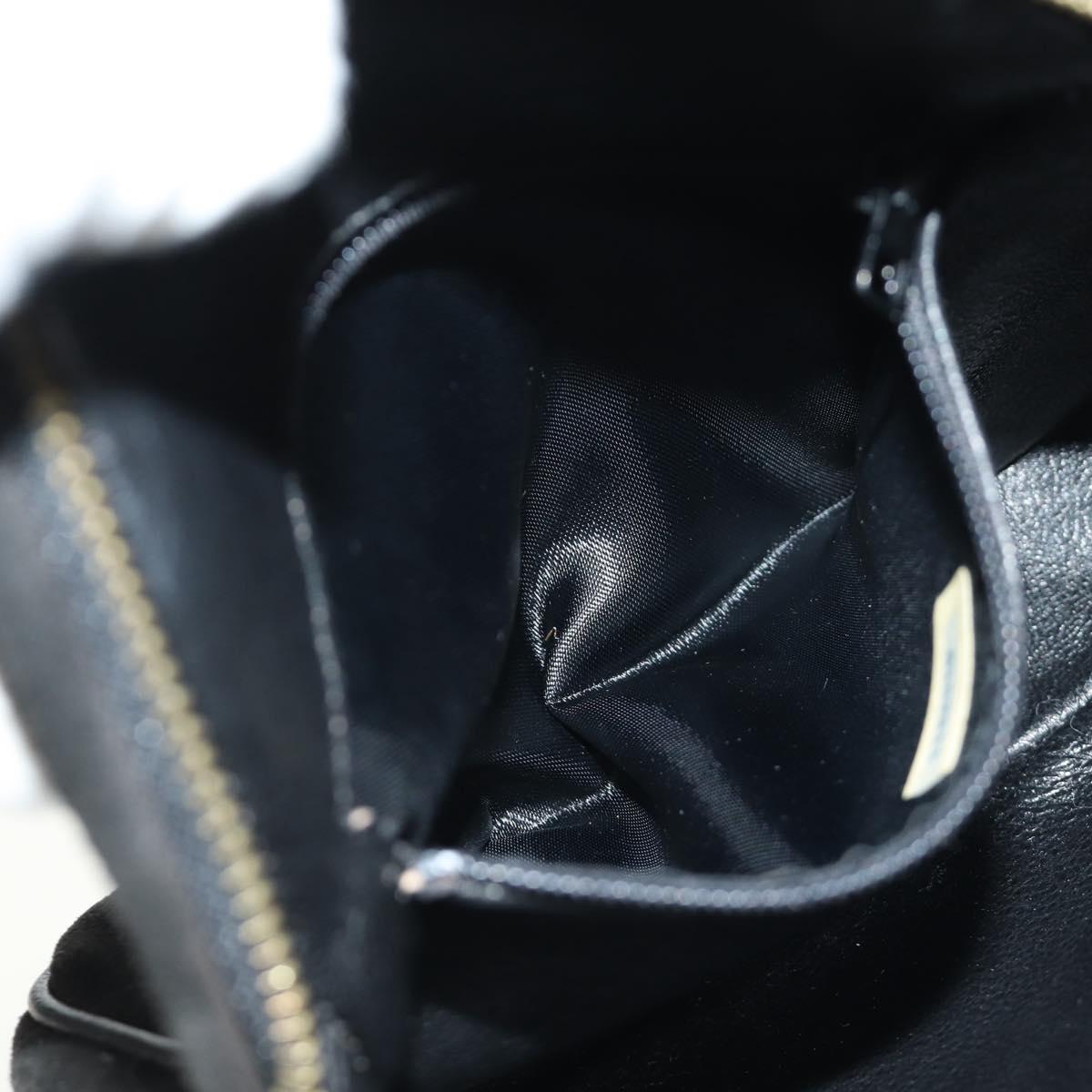 CHANEL Matelasse Chain Hand Bag Suede Black Gold CC Auth BA13417V