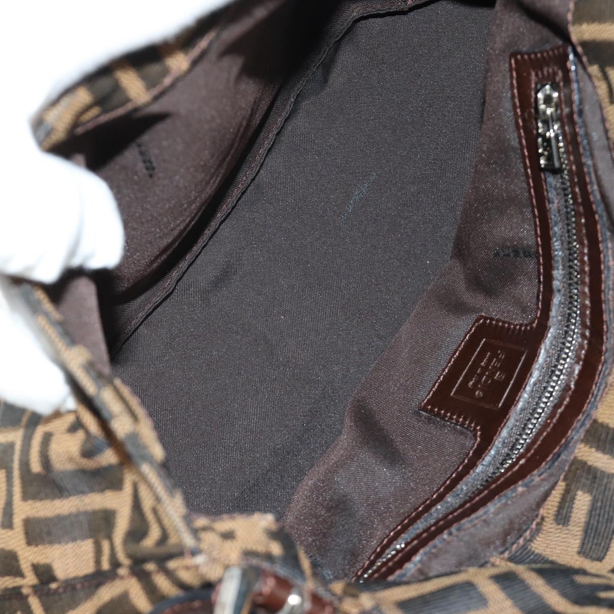 FENDI Zucca Canvas Mamma Baguette Shoulder Bag Black Brown Auth BA13419SAV