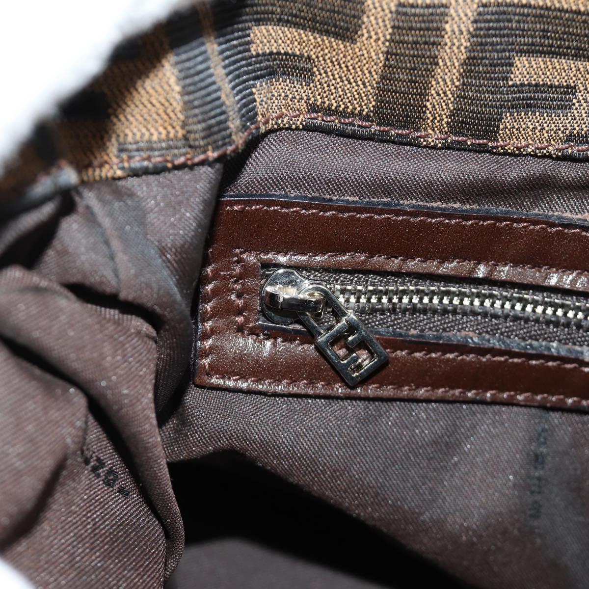 FENDI Zucca Canvas Mamma Baguette Shoulder Bag Black Brown Auth BA13419SAV