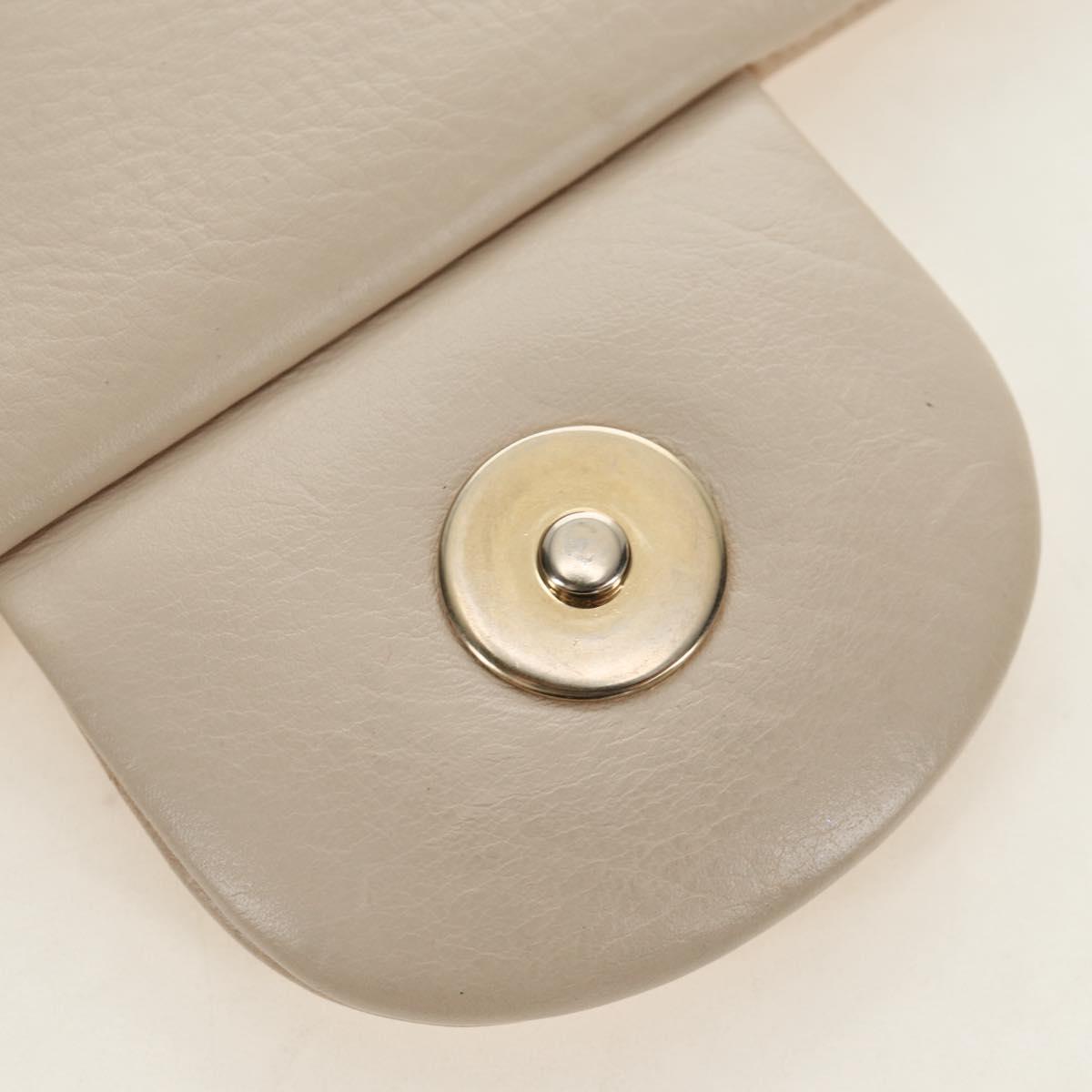 CHANEL Paris Moscou Musique Chain Bag Lamb Skin Beige Gold CC Auth BA13420SM