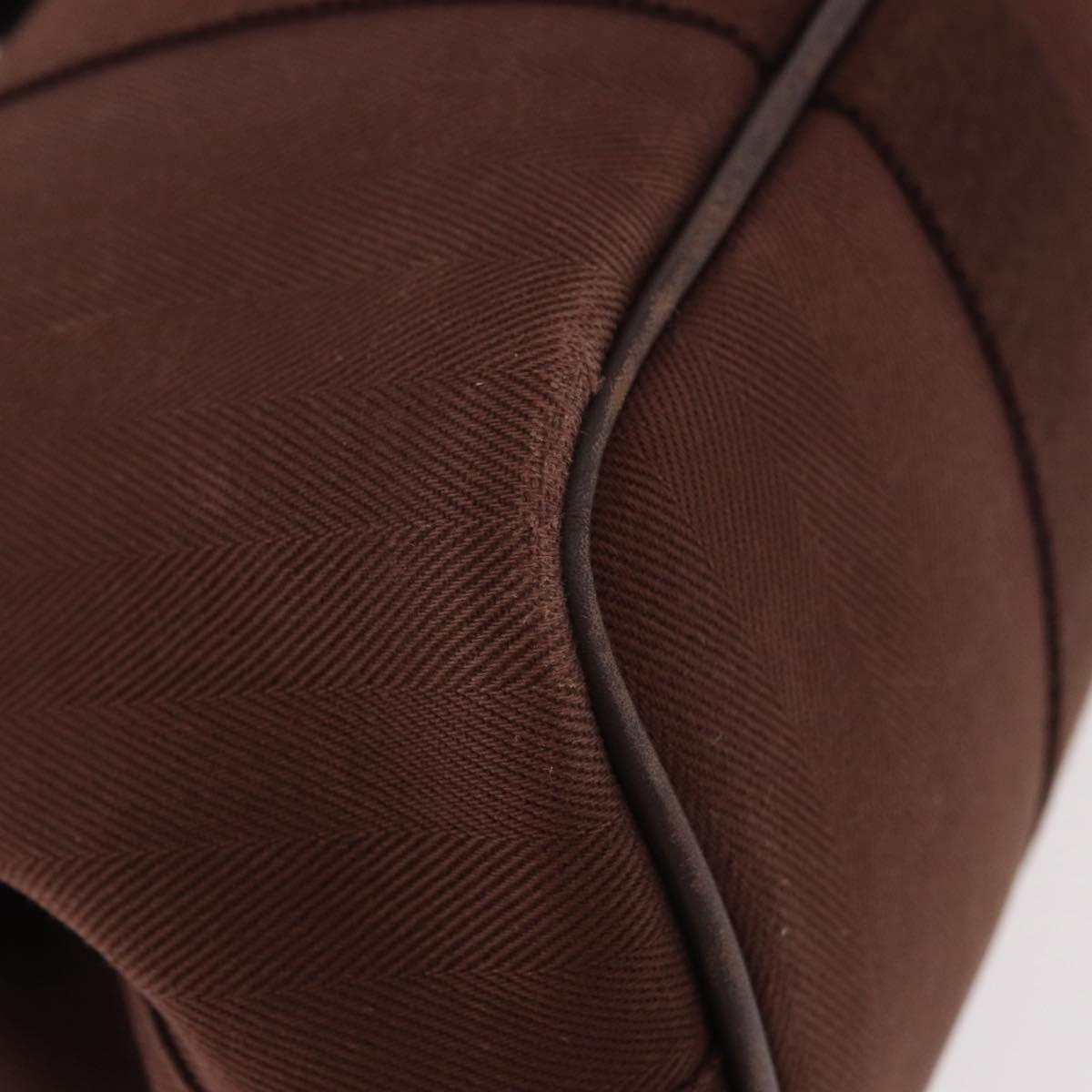 HERMES Valparaiso PM Hand Bag Canvas Leather Brown Silver Auth BA13422