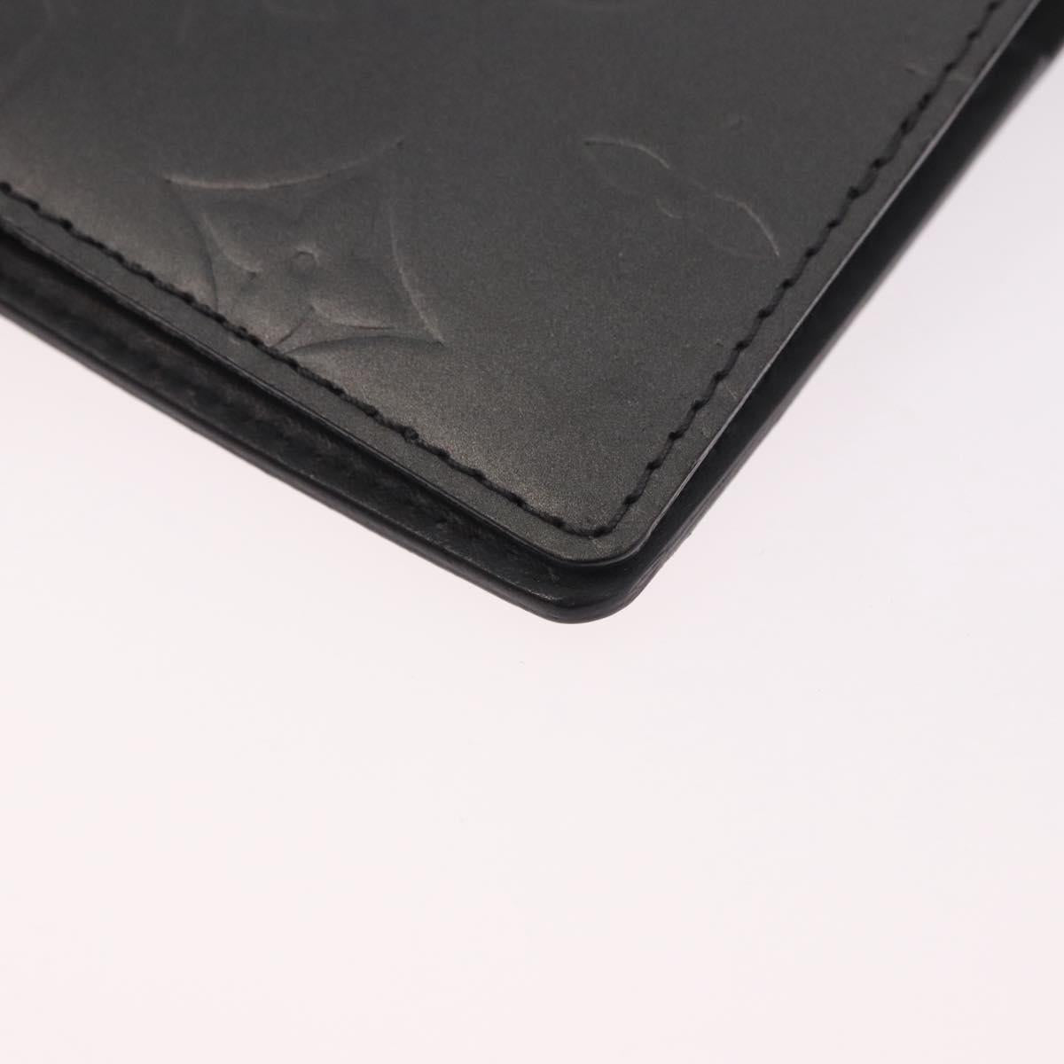 LOUIS VUITTON Monogram mat Agenda PM Planner Cover Black R20932 Auth BA13431A