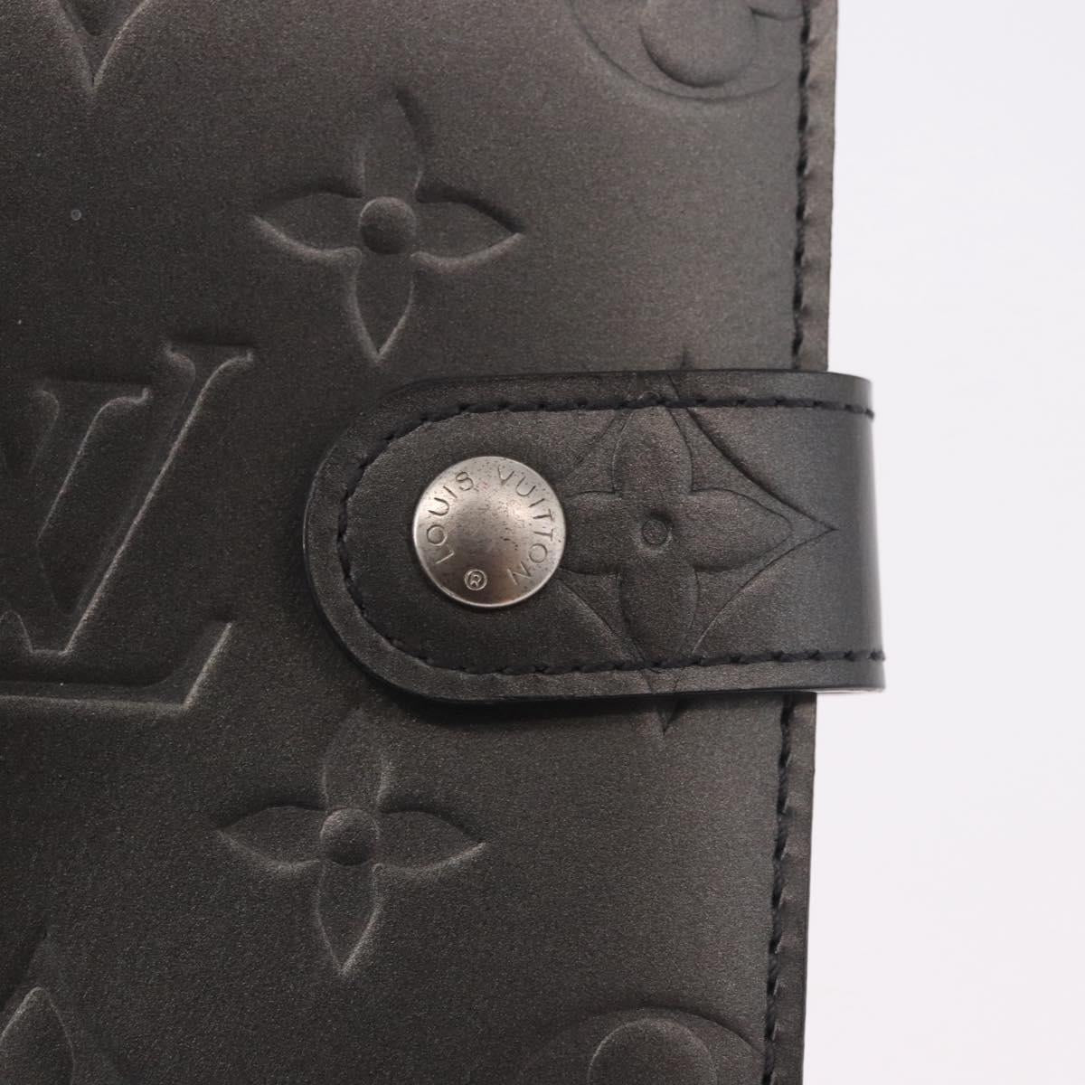 LOUIS VUITTON Monogram mat Agenda PM Planner Cover Black R20932 Auth BA13431A