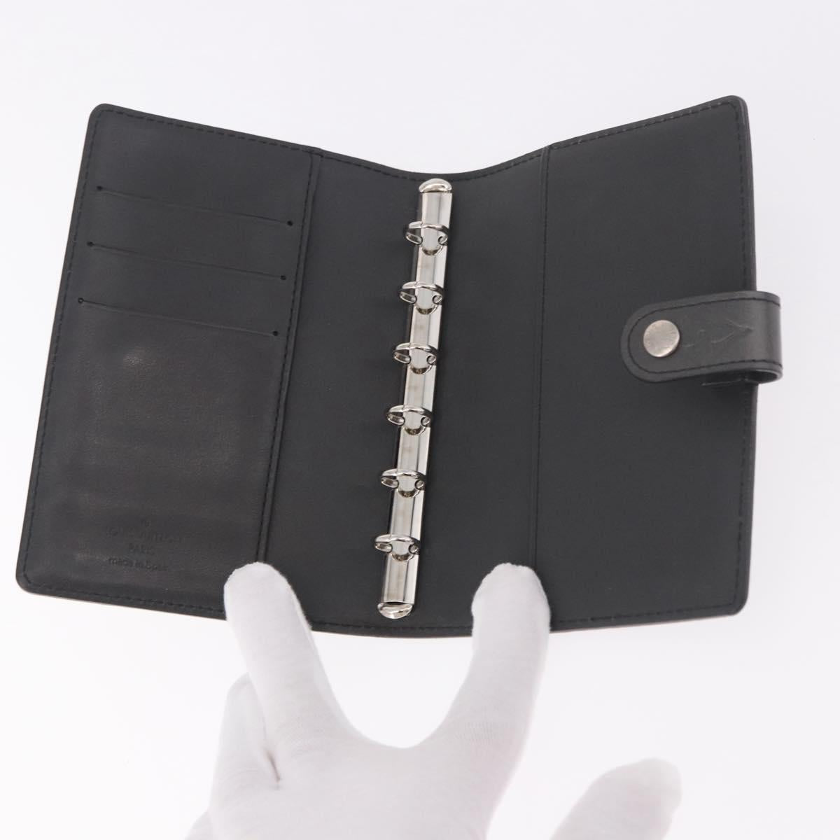 LOUIS VUITTON Monogram mat Agenda PM Planner Cover Black R20932 Auth BA13431A