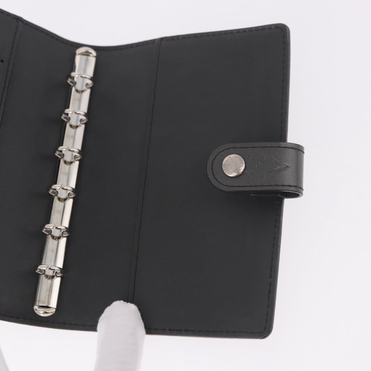 LOUIS VUITTON Monogram mat Agenda PM Planner Cover Black R20932 Auth BA13431A