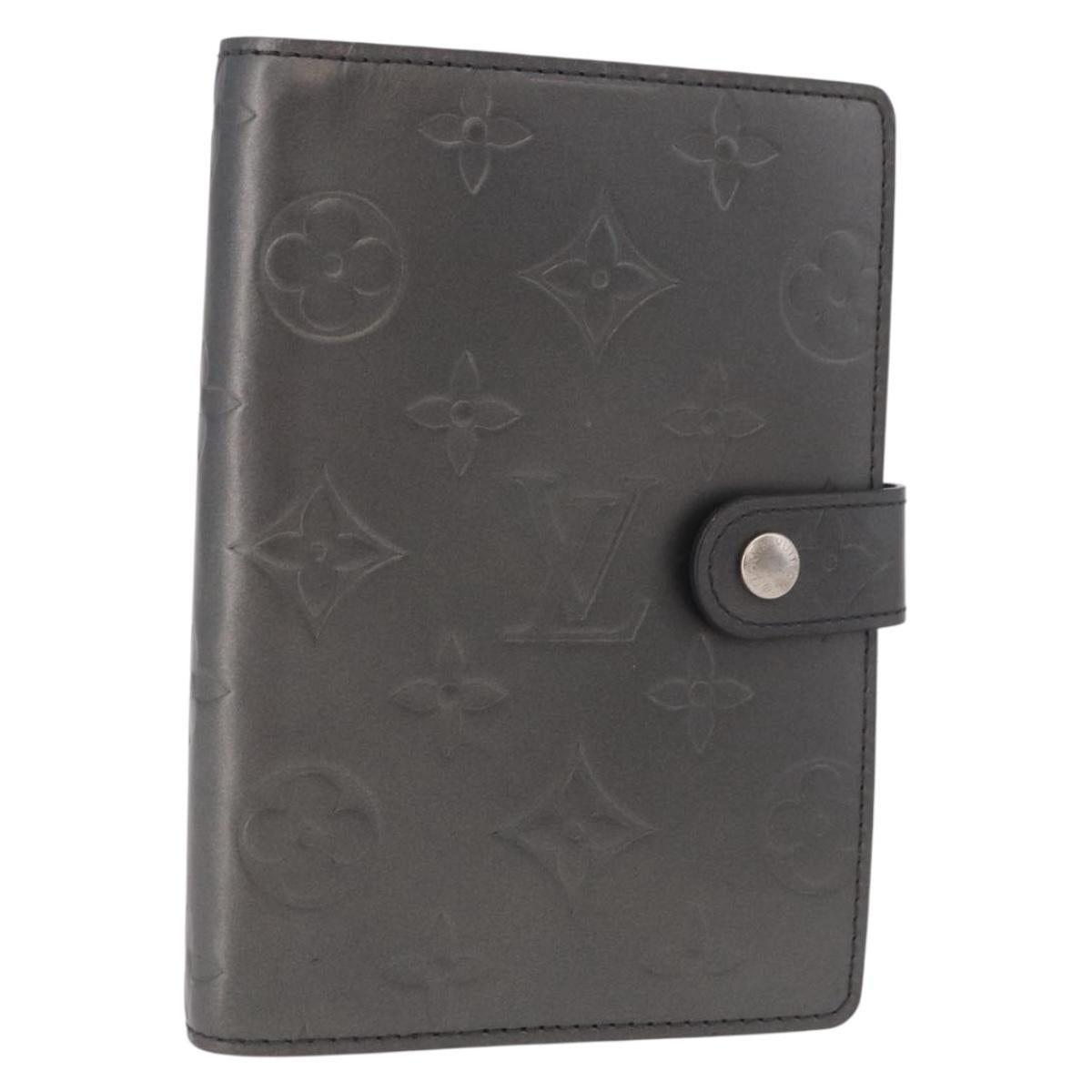 LOUIS VUITTON Monogram mat Agenda PM Planner Cover Black R20932 Auth BA13431A