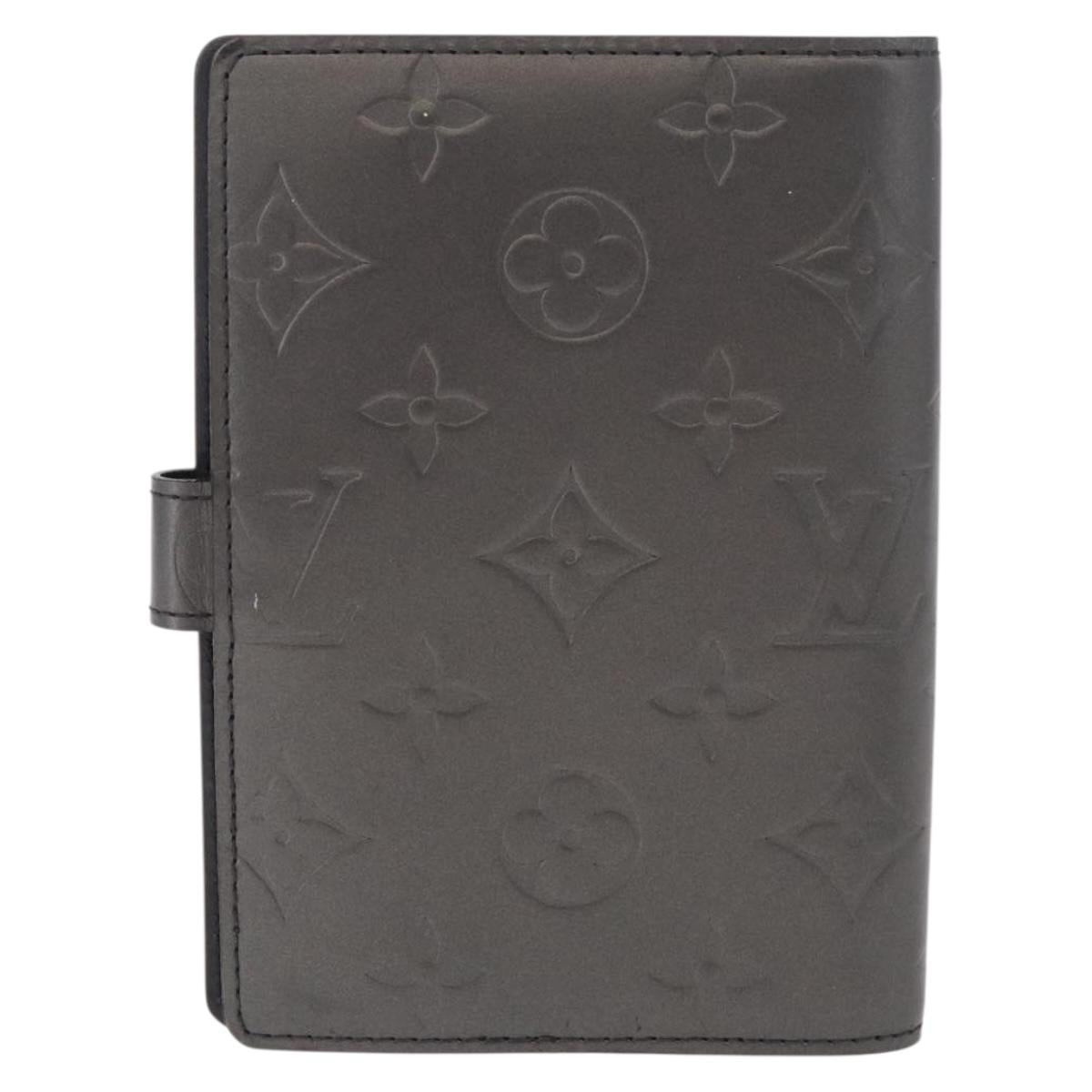 LOUIS VUITTON Monogram mat Agenda PM Planner Cover Black R20932 Auth BA13431A