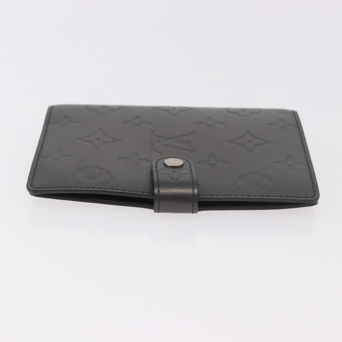 LOUIS VUITTON Monogram mat Agenda PM Planner Cover Black R20932 Auth BA13431A