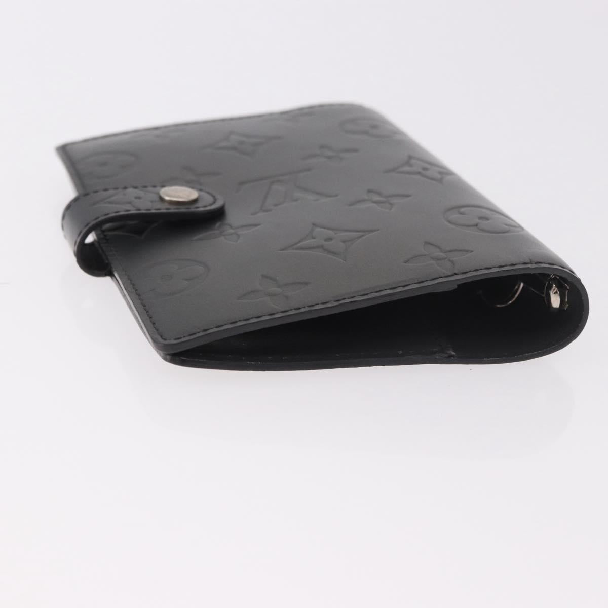 LOUIS VUITTON Monogram mat Agenda PM Planner Cover Black R20932 Auth BA13431A