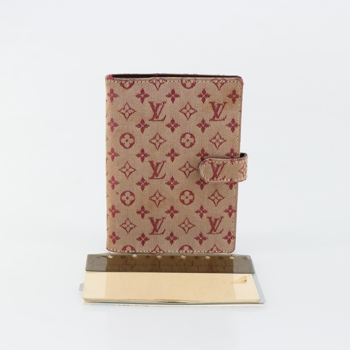 LOUIS VUITTON Monogram Mini Agenda PM Day Planner Cover Red R20912 Auth BA13432