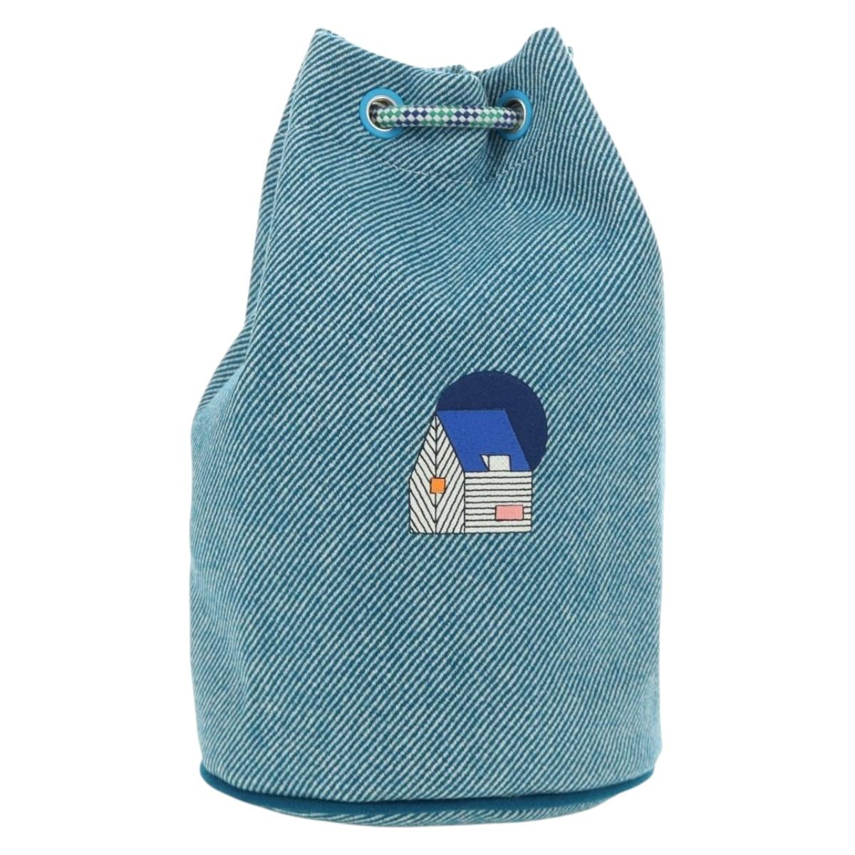 HERMES Purse Epope Shoulder Bag Wool Blue Auth BA13435M