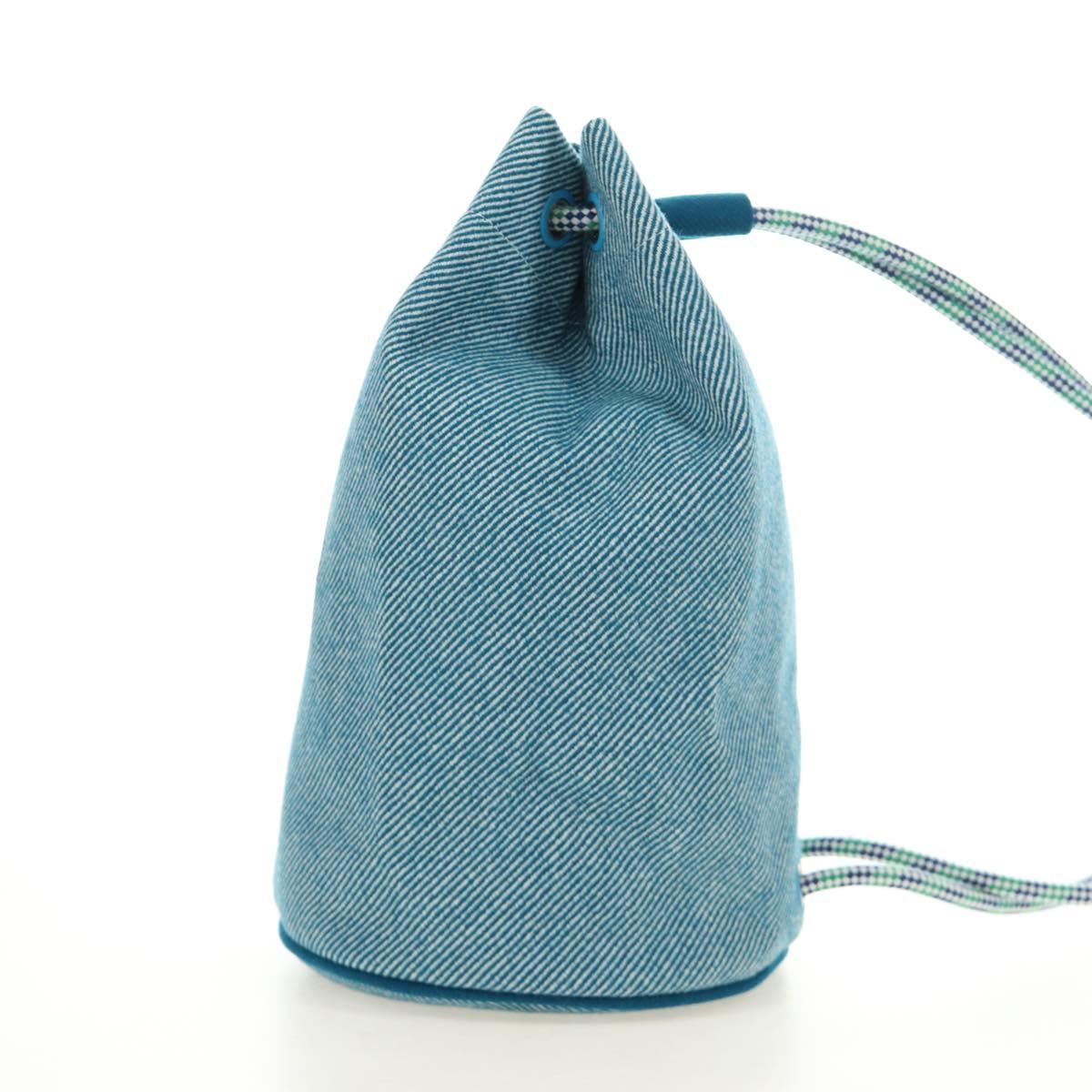 HERMES Purse Epope Shoulder Bag Wool Blue Auth BA13435M