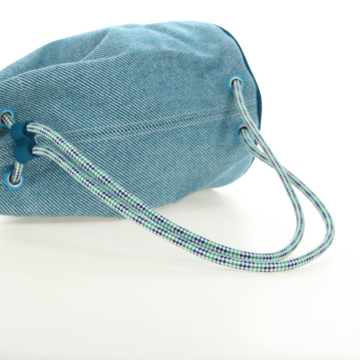 HERMES Purse Epope Shoulder Bag Wool Blue Auth BA13435M