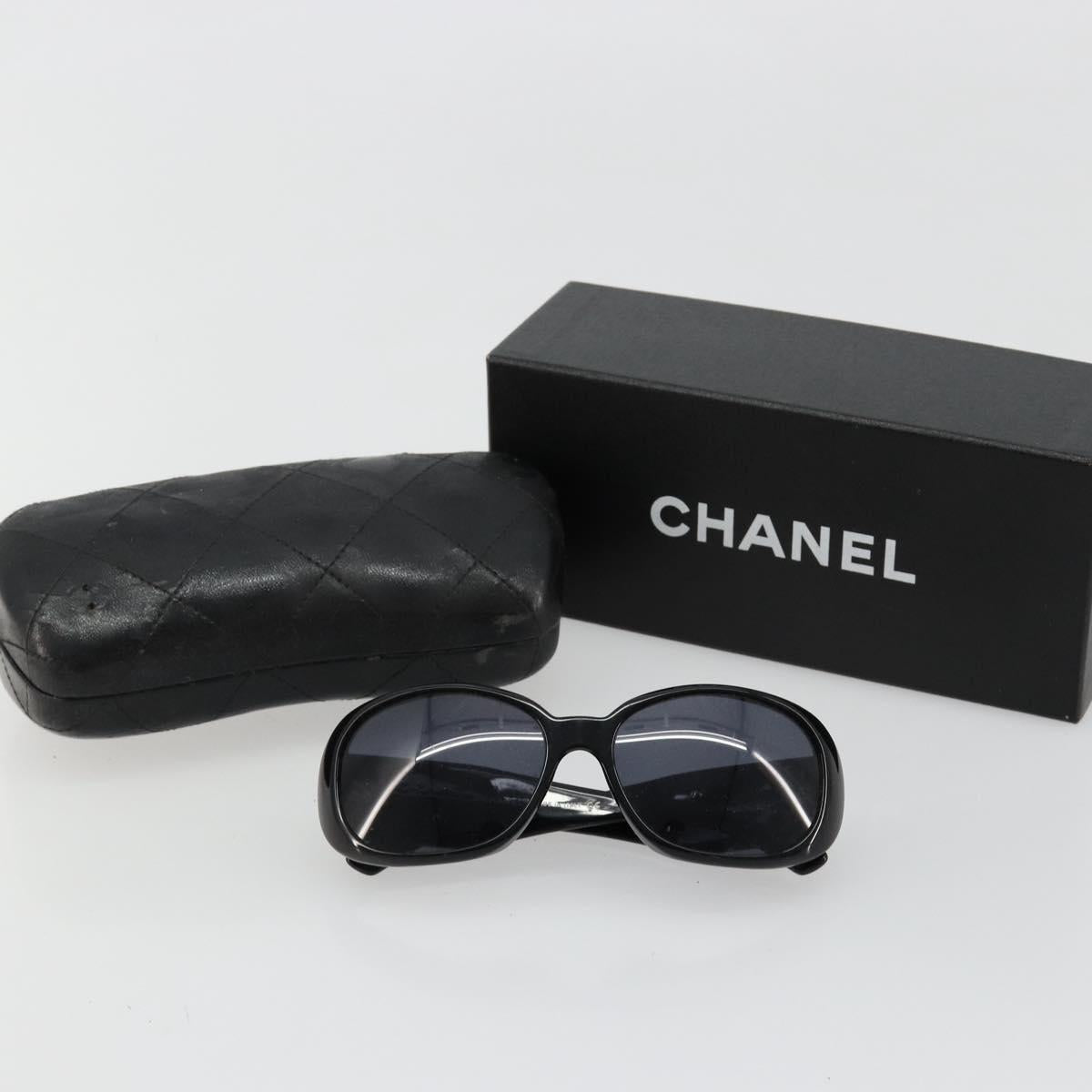 CHANEL Camelia Sunglasses plastic Black CC Auth BA13438