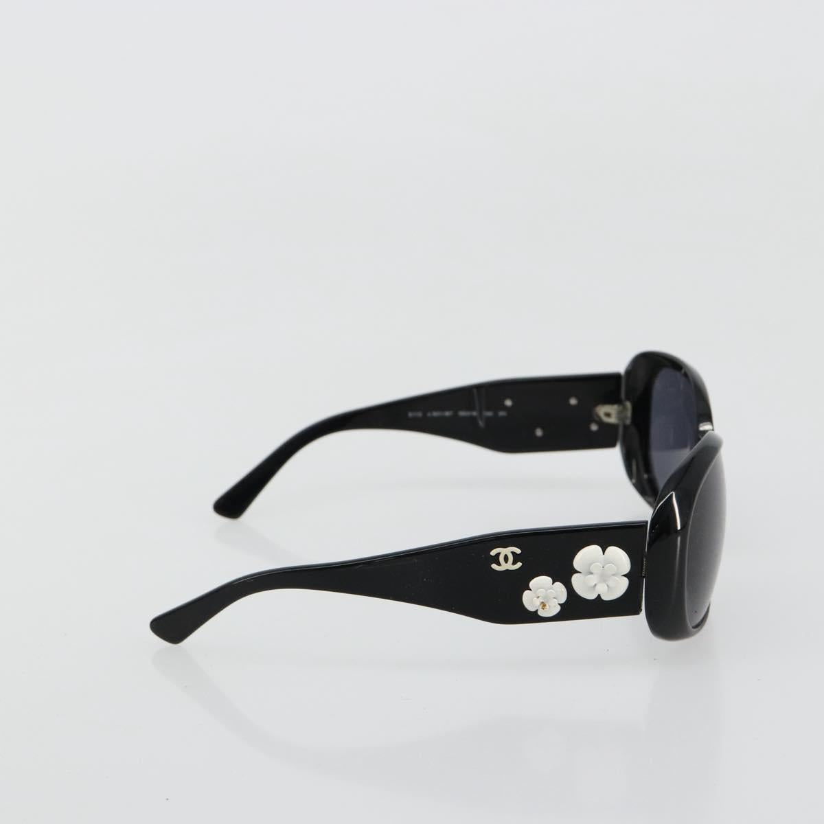 CHANEL Camelia Sunglasses plastic Black CC Auth BA13438