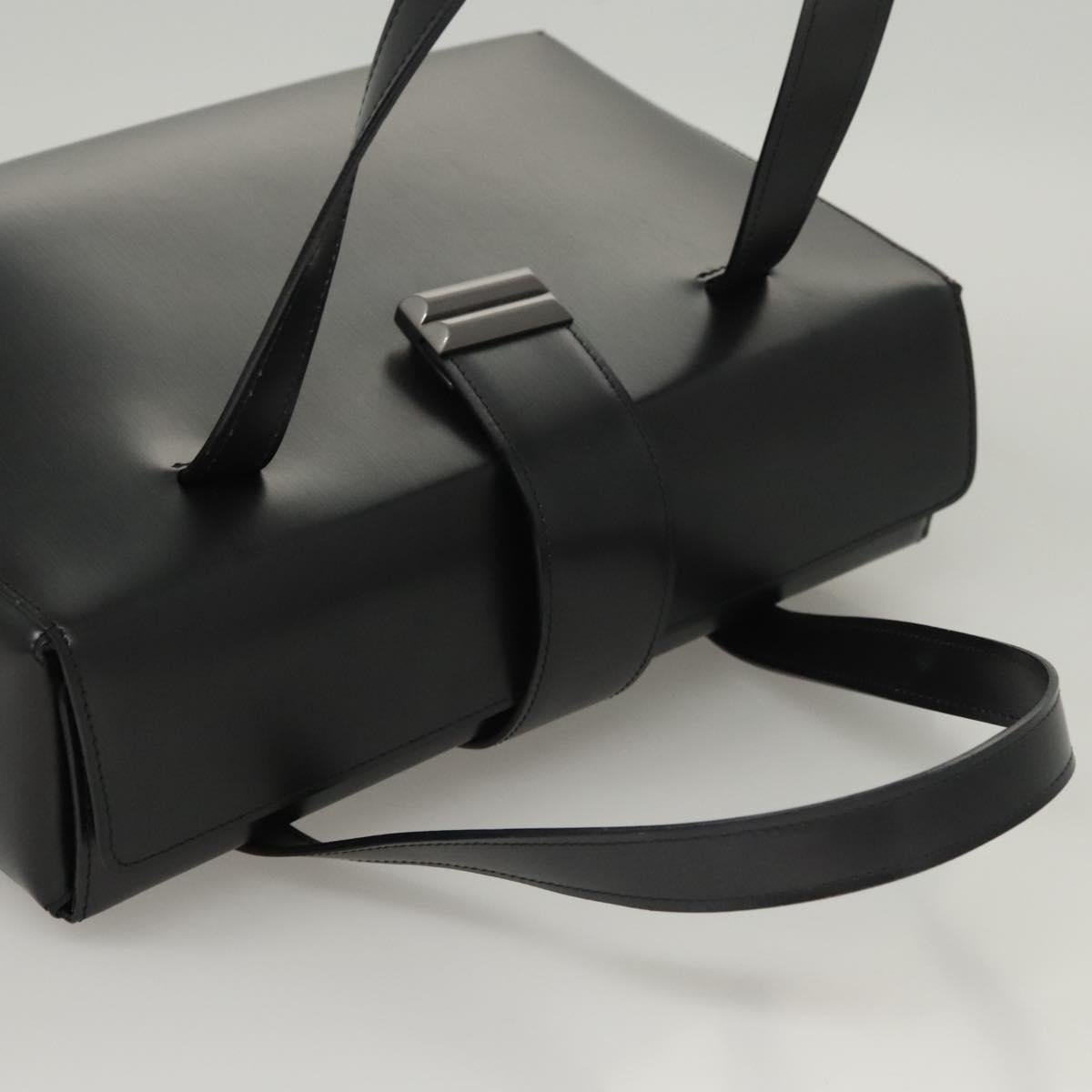 BALLY Hand Bag Leather Black Auth BA1344