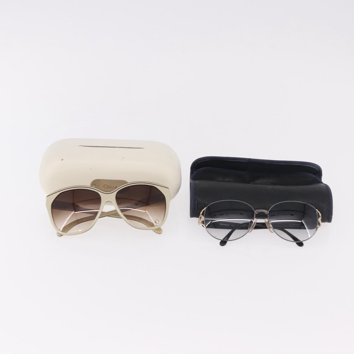 Chloe Saint Laurent Sunglasses plastic 2 Set Blue Ivory Auth BA13444