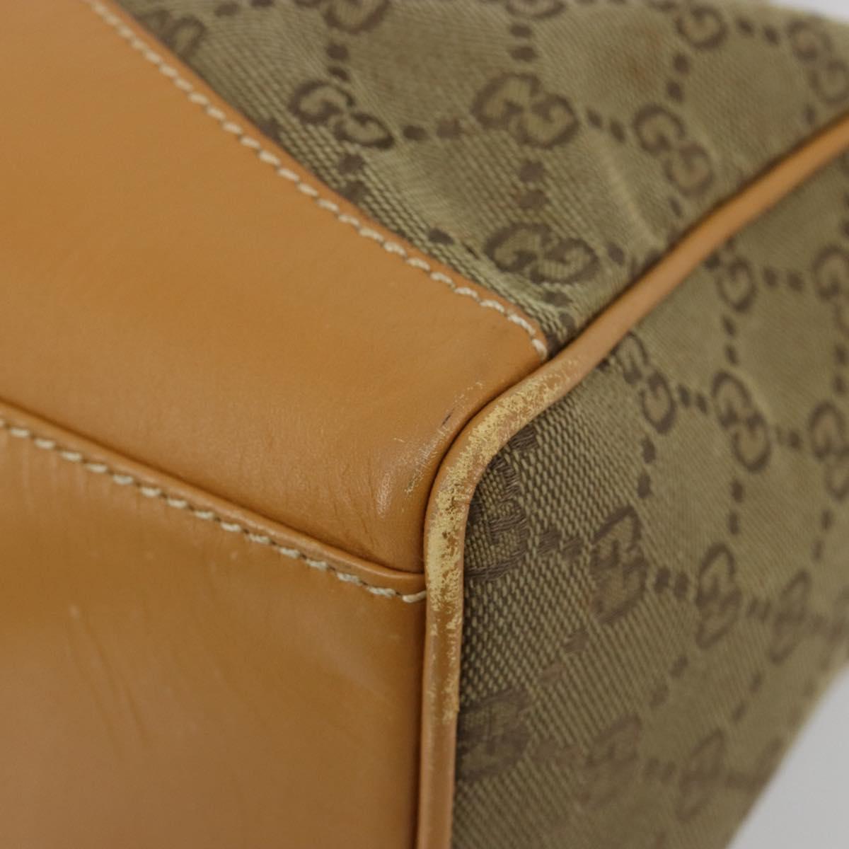 GUCCI GG Canvas Hand Bag Beige Gold 000 3754 0281 Auth BA13448