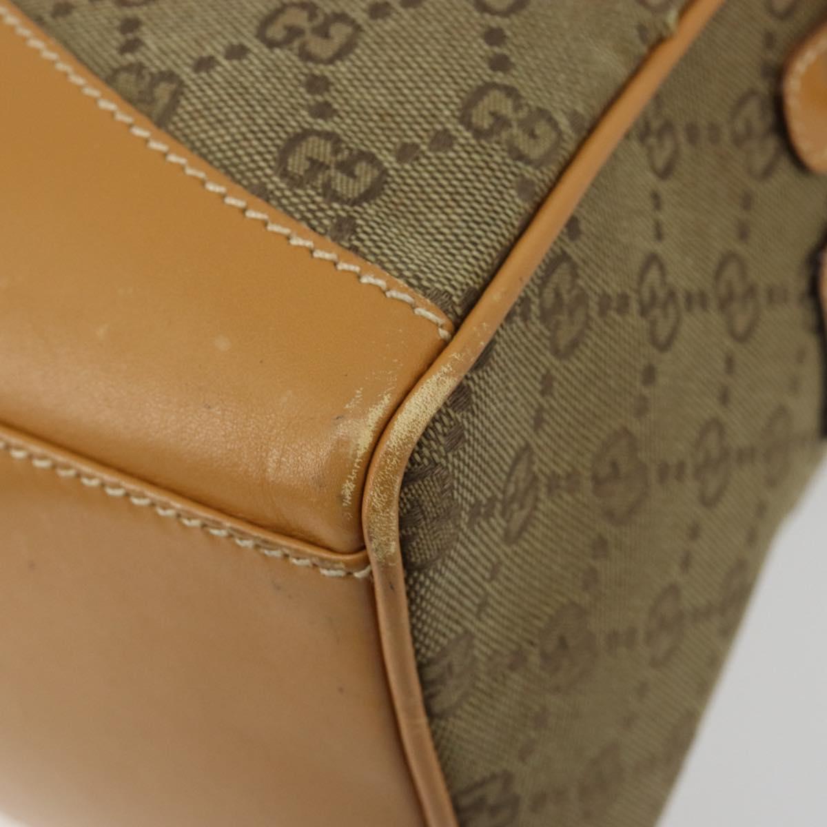 GUCCI GG Canvas Hand Bag Beige Gold 000 3754 0281 Auth BA13448