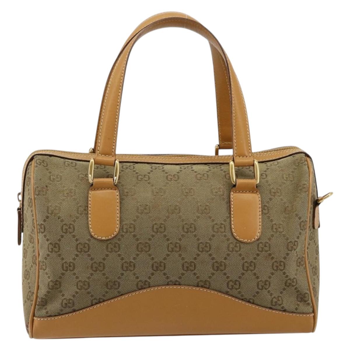GUCCI GG Canvas Hand Bag Beige Gold 000 3754 0281 Auth BA13448