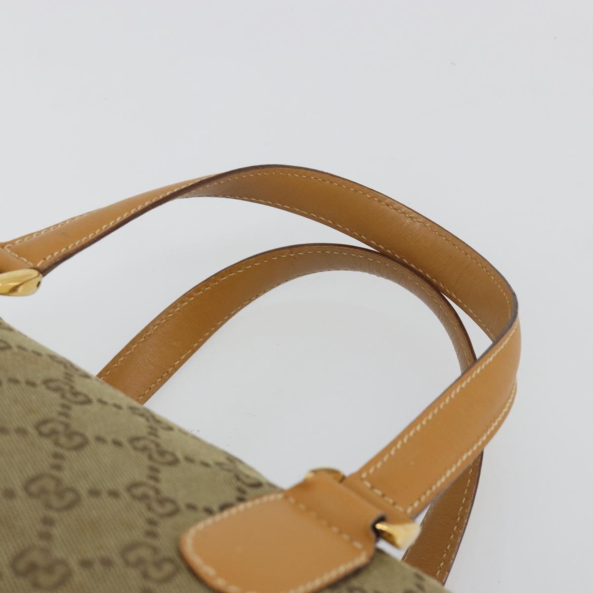 GUCCI GG Canvas Hand Bag Beige Gold 000 3754 0281 Auth BA13448