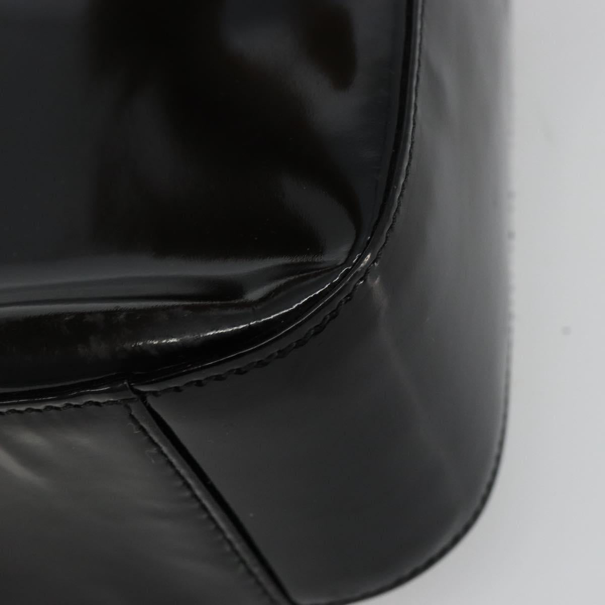 GUCCI Hand Bag Patent leather Black Silver Auth BA13449
