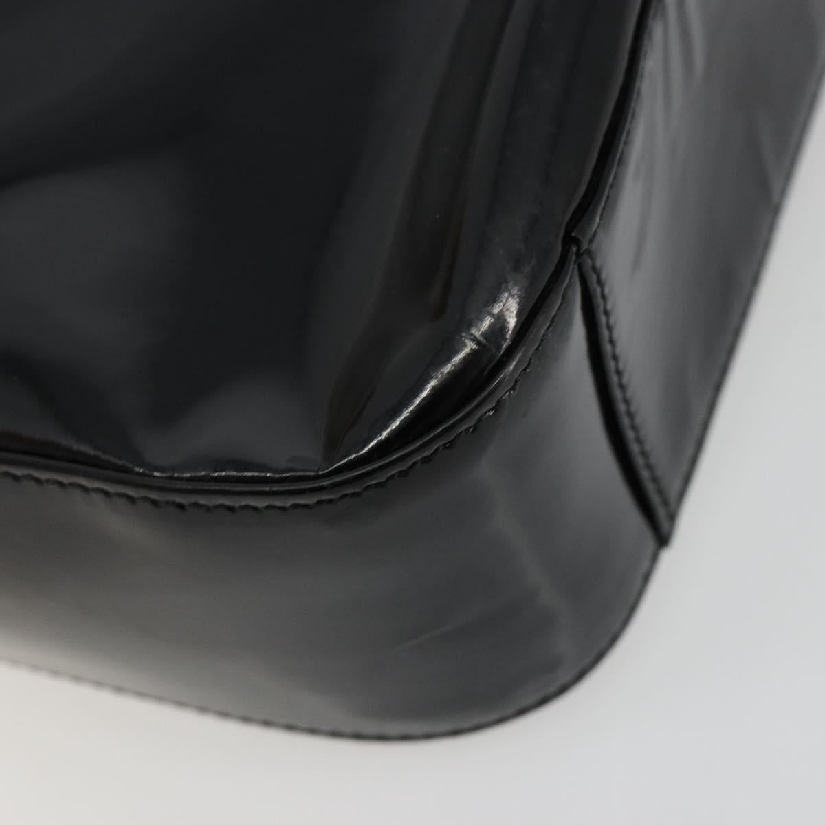 GUCCI Hand Bag Patent leather Black Silver Auth BA13449