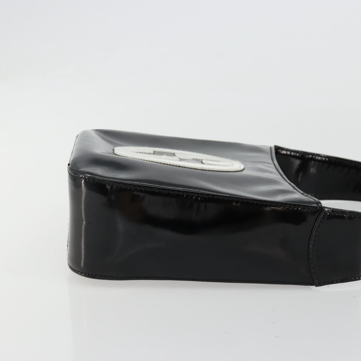 GUCCI Hand Bag Patent leather Black Silver Auth BA13449