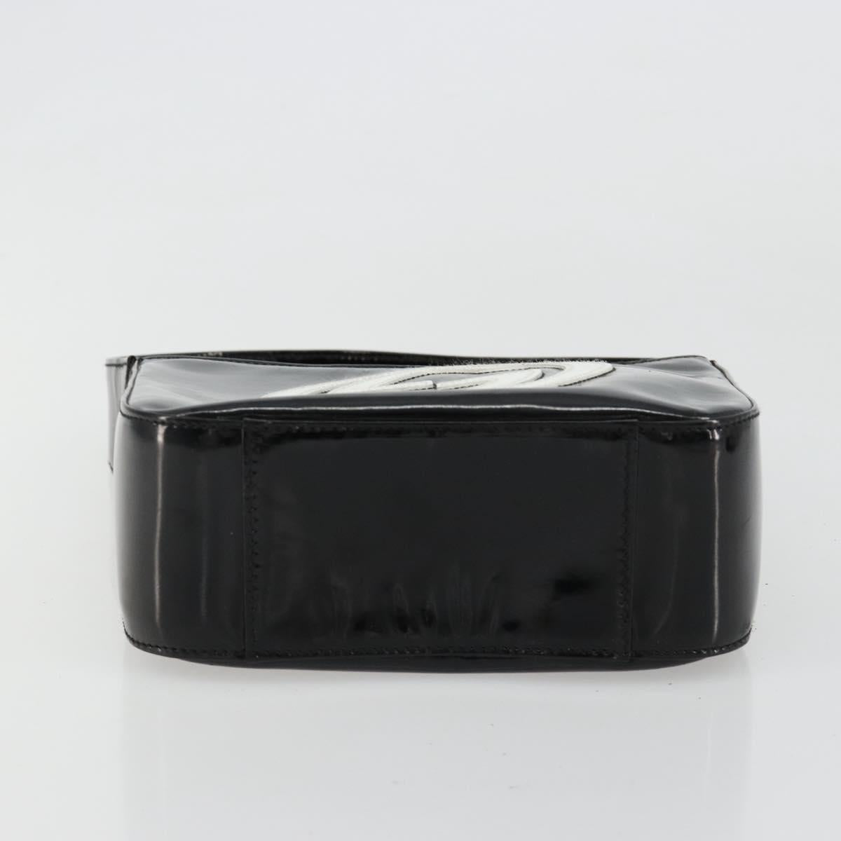 GUCCI Hand Bag Patent leather Black Silver Auth BA13449