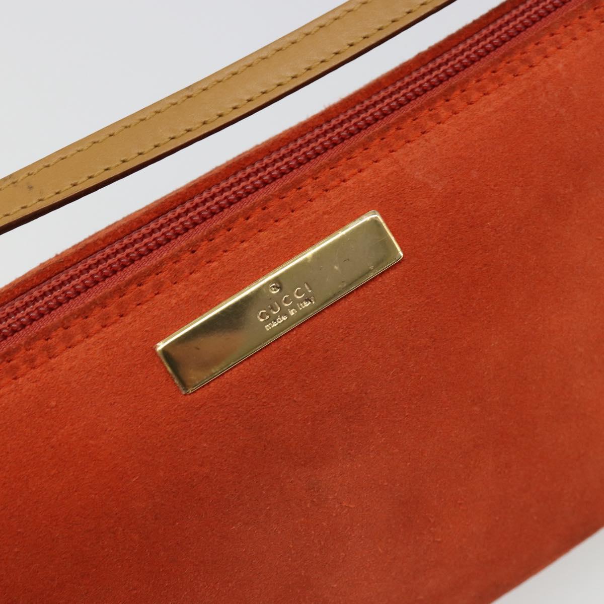 GUCCI Hand Bag Suede Orange Gold 039 1103 Auth BA13451
