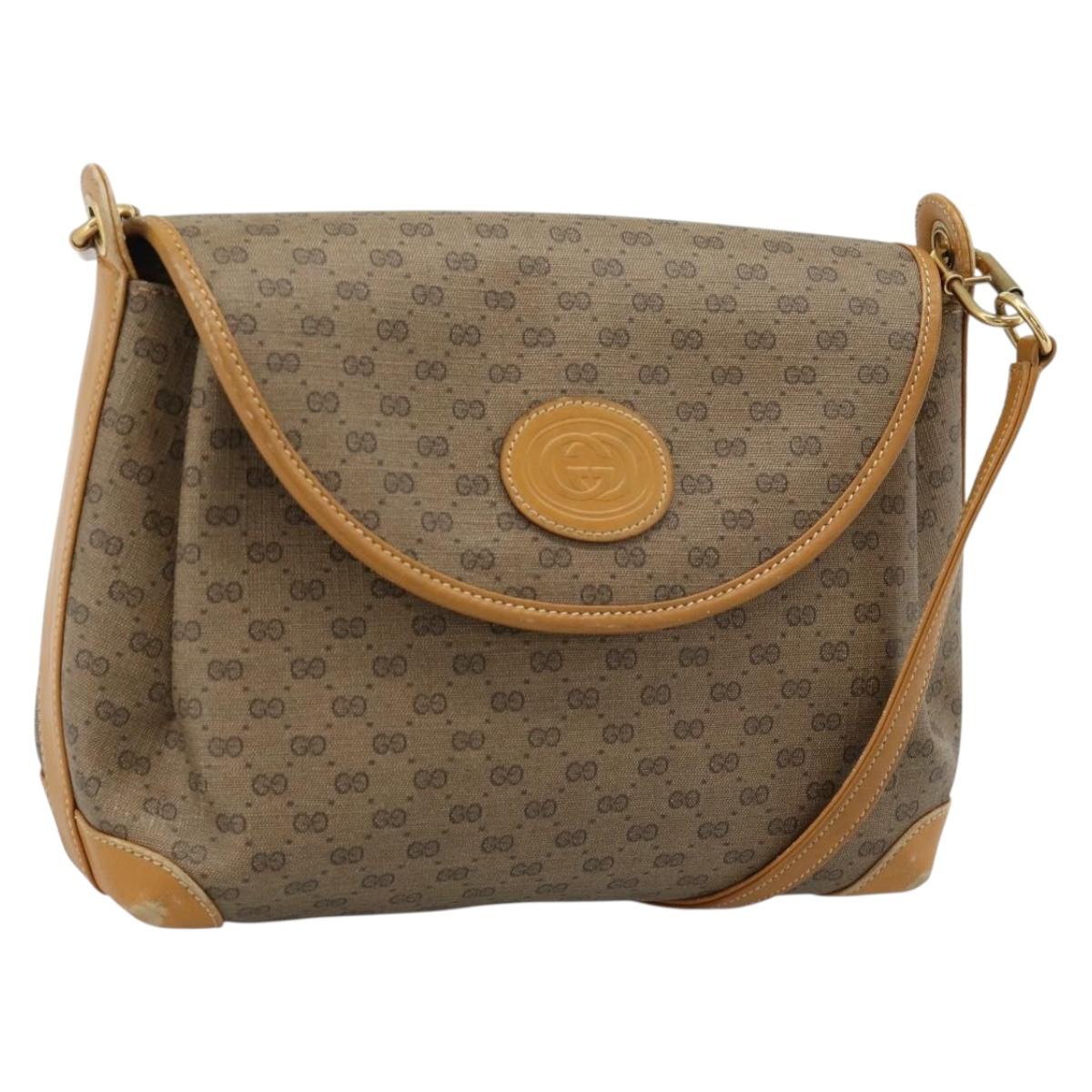 GUCCI Micro GG Supreme Shoulder Bag PVC Beige Gold 001 099 4084 Auth BA13452