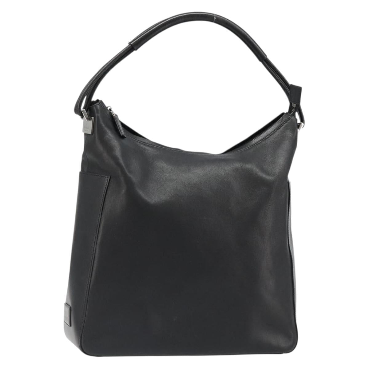 GUCCI Shoulder Bag Leather Black Silver 001 3770 Auth BA13453