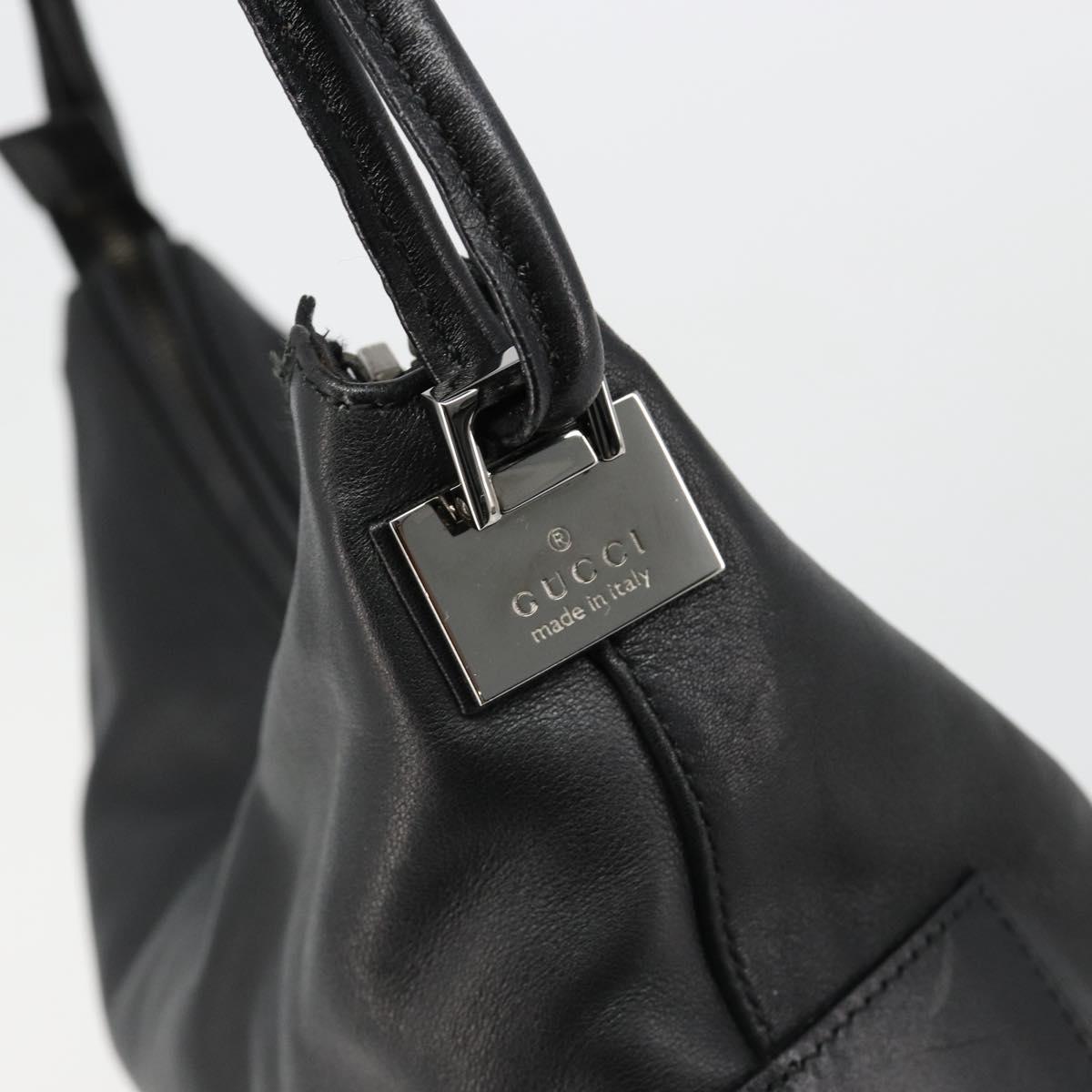 GUCCI Shoulder Bag Leather Black Silver 001 3770 Auth BA13453