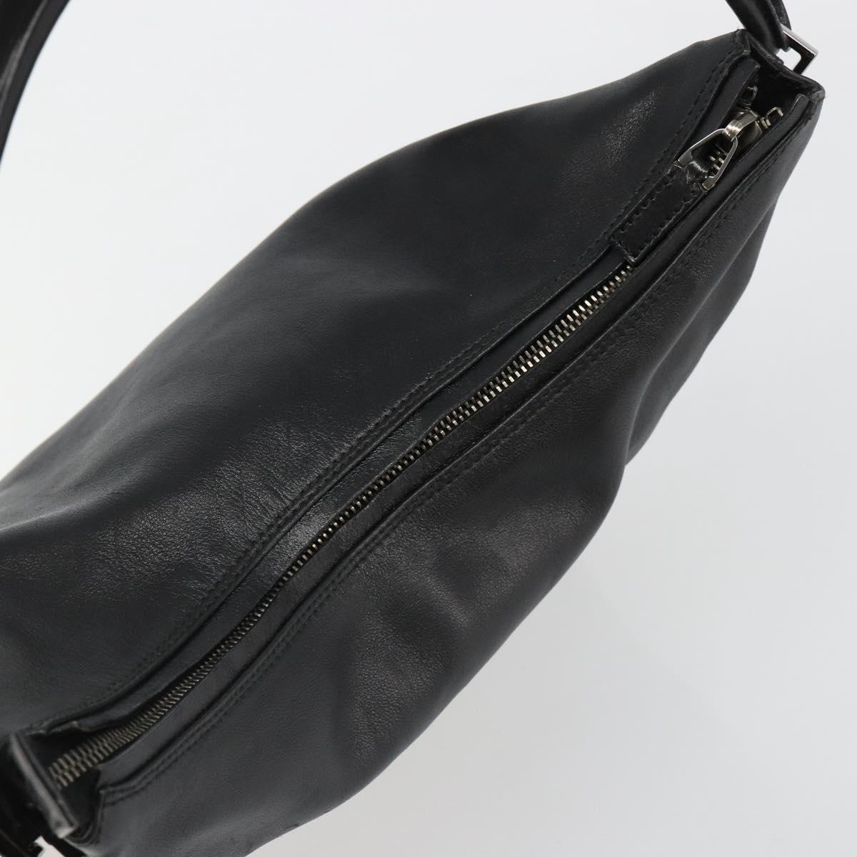 GUCCI Shoulder Bag Leather Black Silver 001 3770 Auth BA13453