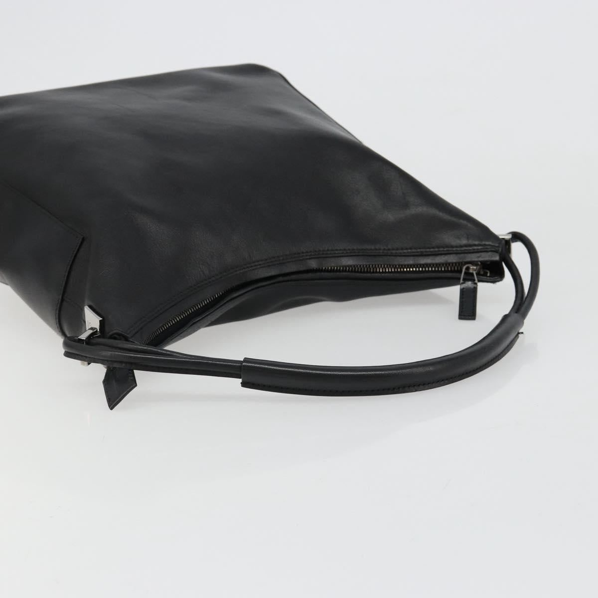 GUCCI Shoulder Bag Leather Black Silver 001 3770 Auth BA13453