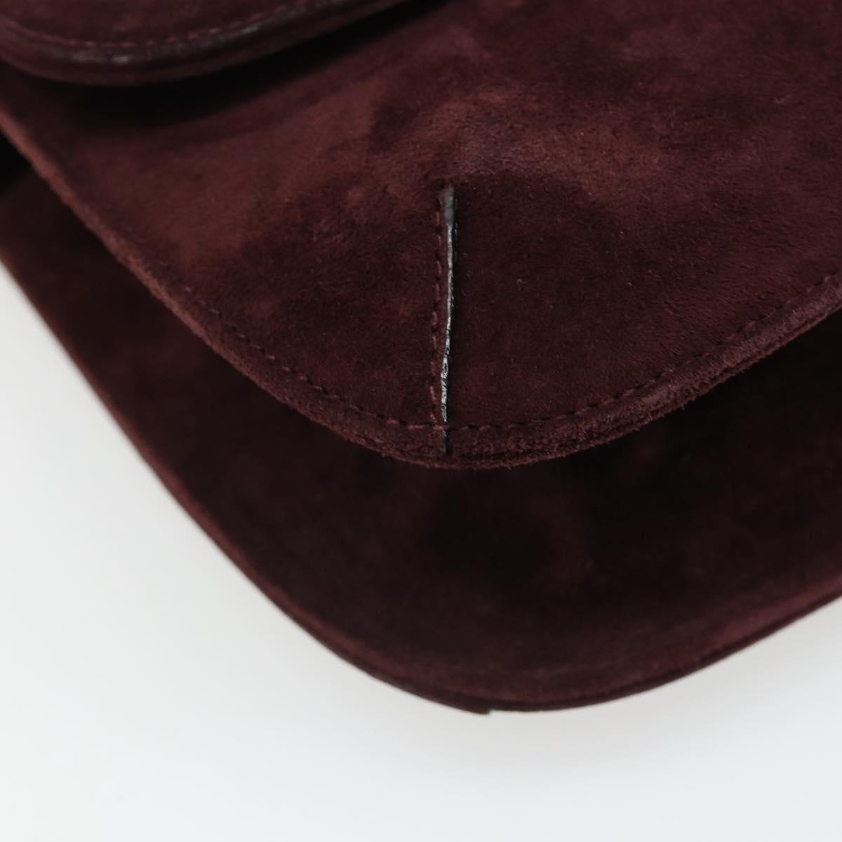 Salvatore Ferragamo Shoulder Bag Suede Bordeaux Gold Auth BA13454A