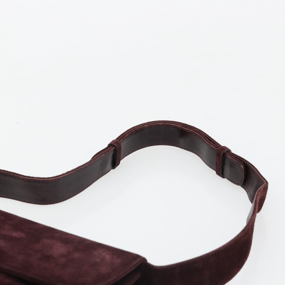 Salvatore Ferragamo Shoulder Bag Suede Bordeaux Gold Auth BA13454A