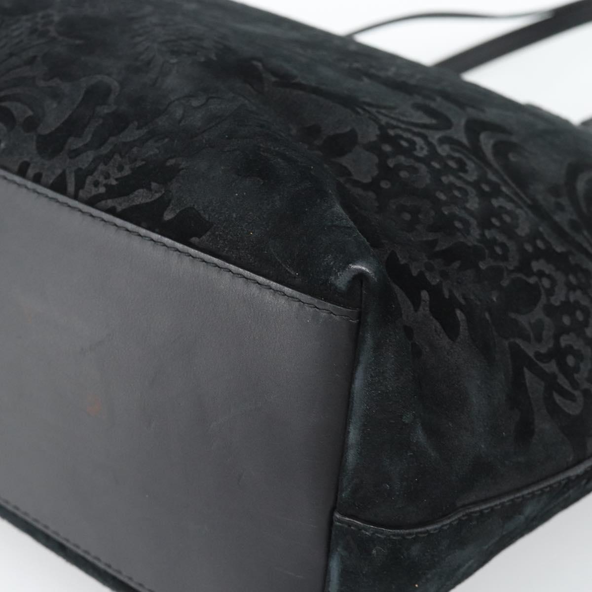 GUCCI Tote Bag Suede Black Gold 305585 Auth BA13459