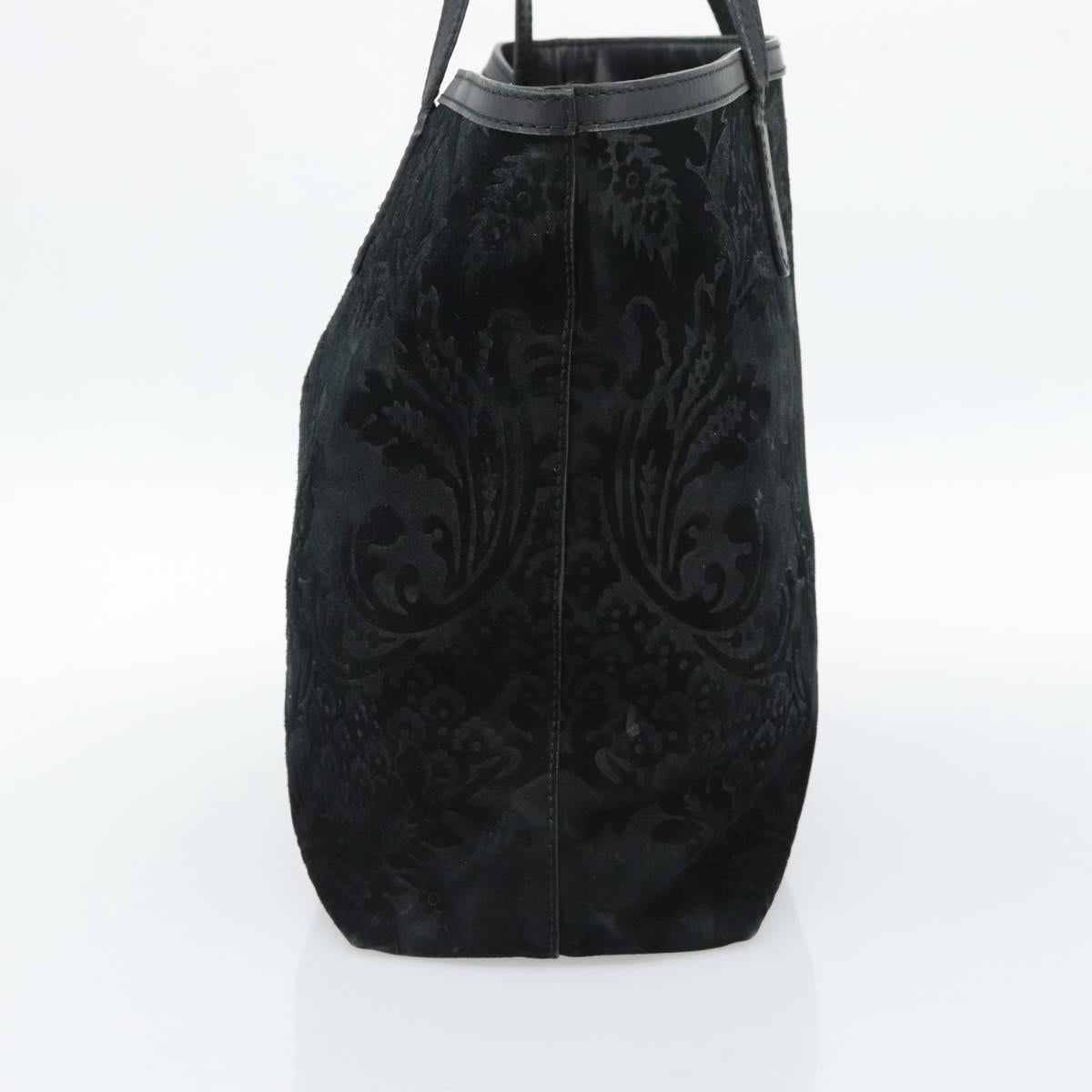 GUCCI Tote Bag Suede Black Gold 305585 Auth BA13459