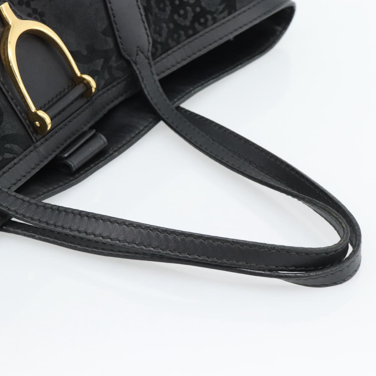 GUCCI Tote Bag Suede Black Gold 305585 Auth BA13459