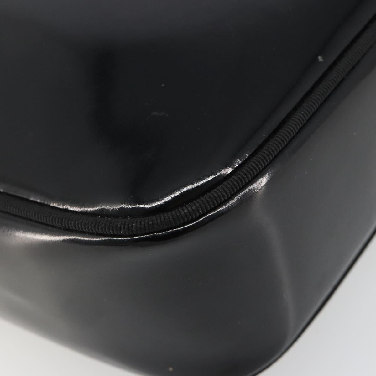 Salvatore Ferragamo Shoulder Bag Patent Leather Black Gold Auth BA13465