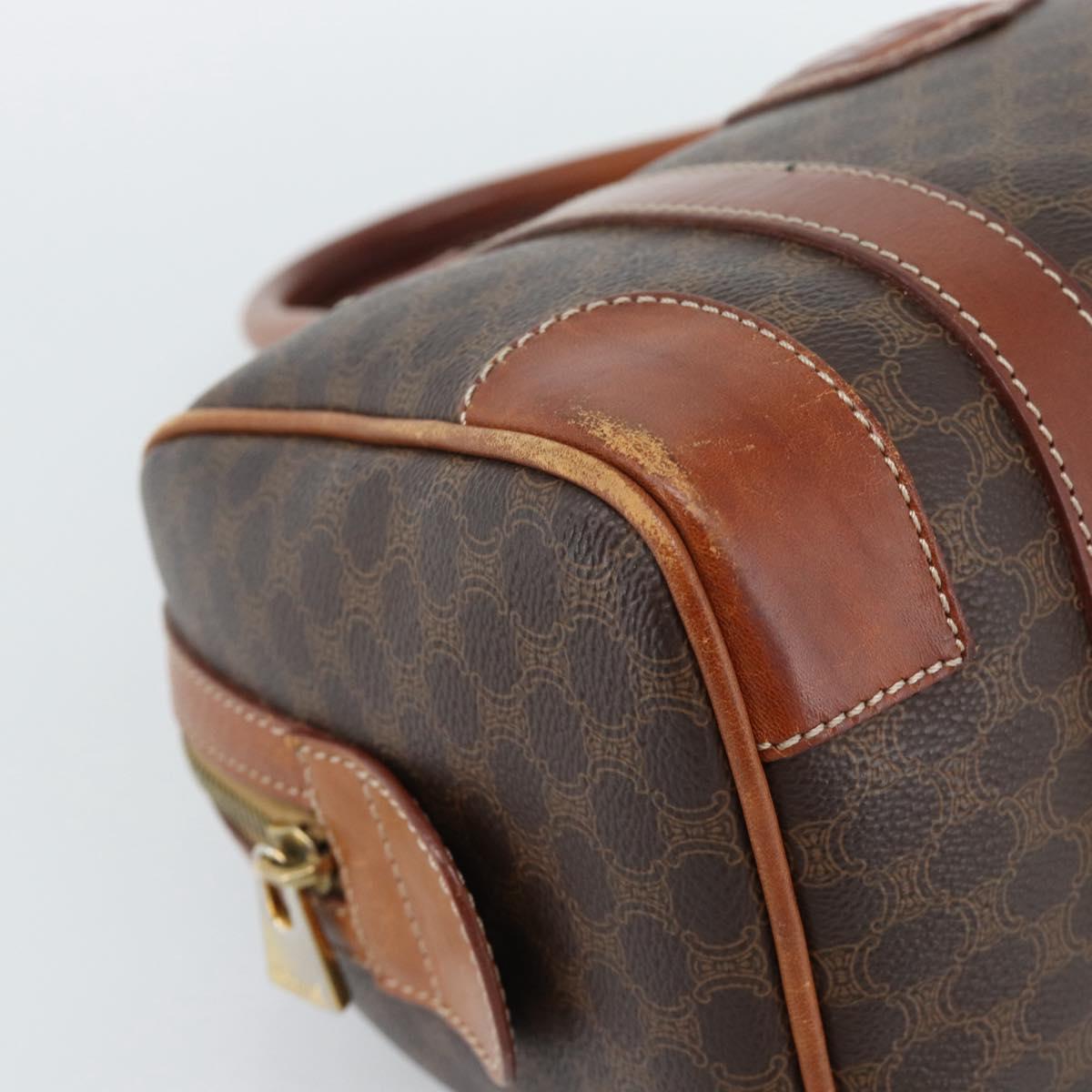 CELINE Macadam Canvas Hand Bag PVC Leather Brown Gold Auth BA13467