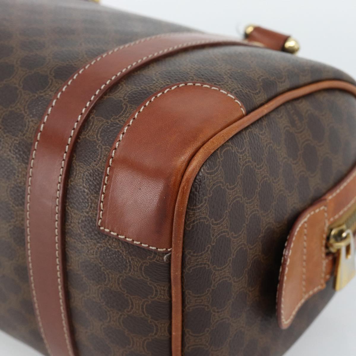 CELINE Macadam Canvas Hand Bag PVC Leather Brown Gold Auth BA13467