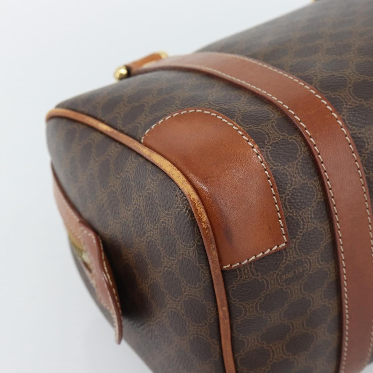 CELINE Macadam Canvas Hand Bag PVC Leather Brown Gold Auth BA13467