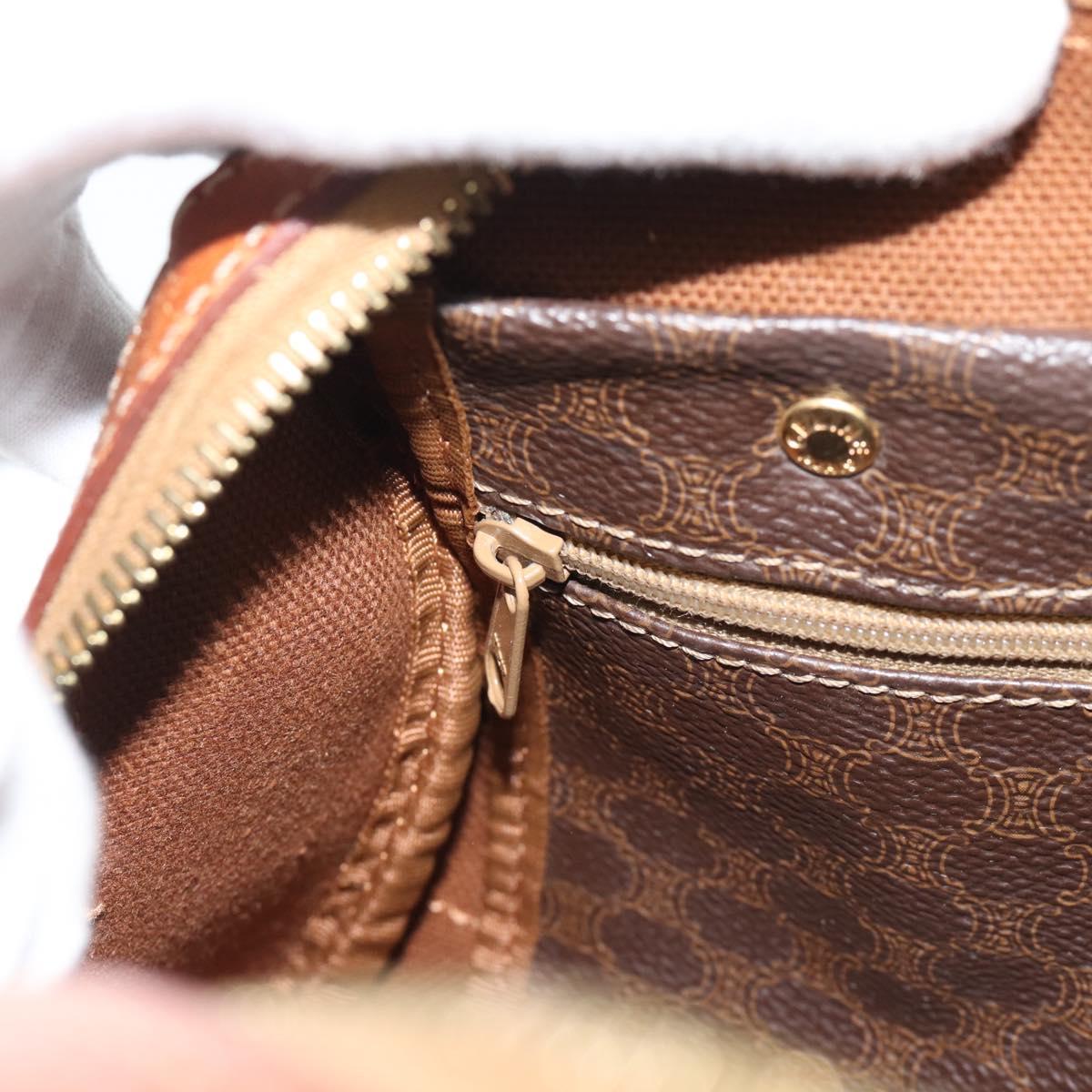 CELINE Macadam Canvas Hand Bag PVC Leather Brown Gold Auth BA13467
