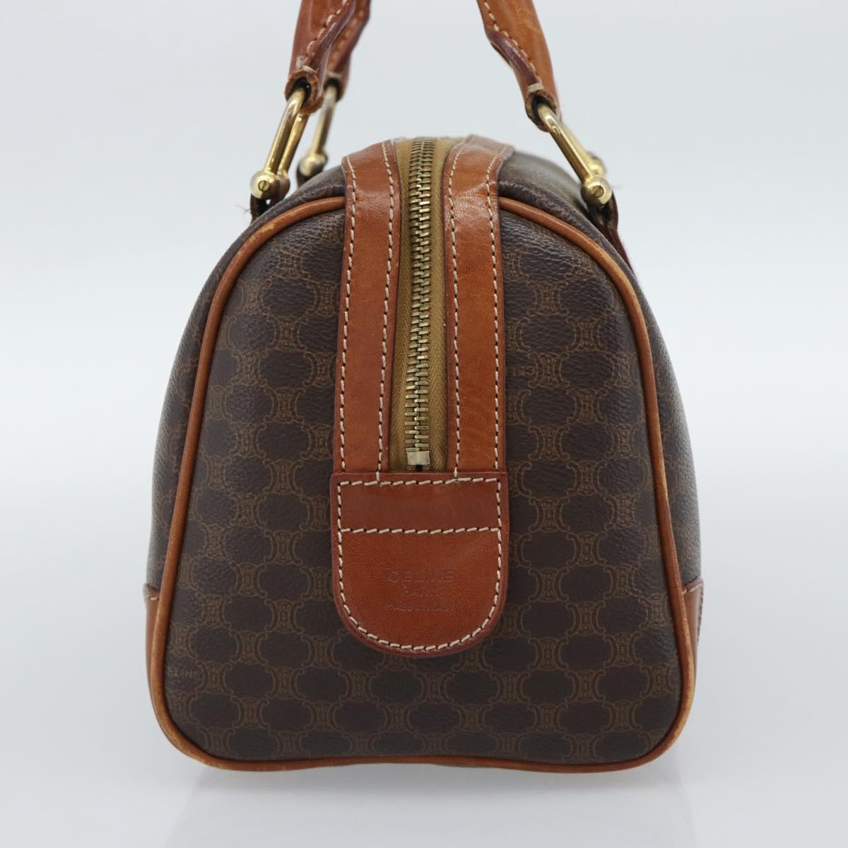 CELINE Macadam Canvas Hand Bag PVC Leather Brown Gold Auth BA13467