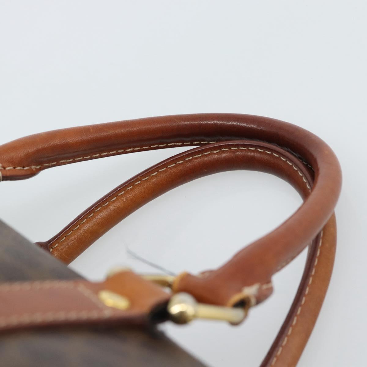 CELINE Macadam Canvas Hand Bag PVC Leather Brown Gold Auth BA13467